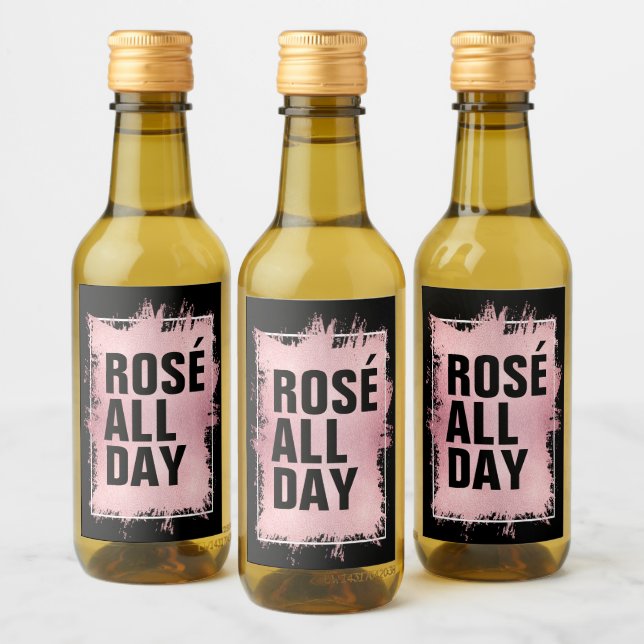 ROSÉ TODO EL DÍA Falso Foil en Mini Negro (Botellas)