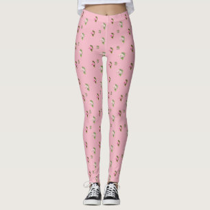 Rosebuds rosados Floral Mujeres Leggings