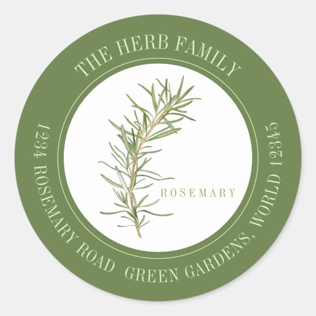 ROSEMARIA FRESCA Pequeños Sellos para sobres redon (Anverso)