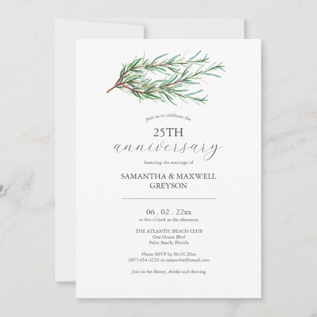 Rosemario de invitaciones al 25° aniversario del B (Anverso)