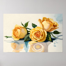 Roses Amarillos Acuarela Flor Arte