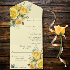 Roses amarillos Código QR todo en una invitación d