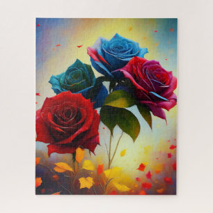 Roses Azul Y Rojo, Rompecabezas De Jigsaw