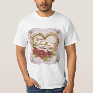 Roses rojas camisetas del corazón biselado