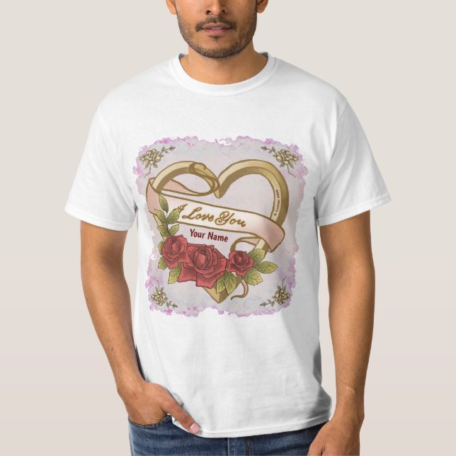 Roses rojas camisetas del corazón biselado (Anverso)