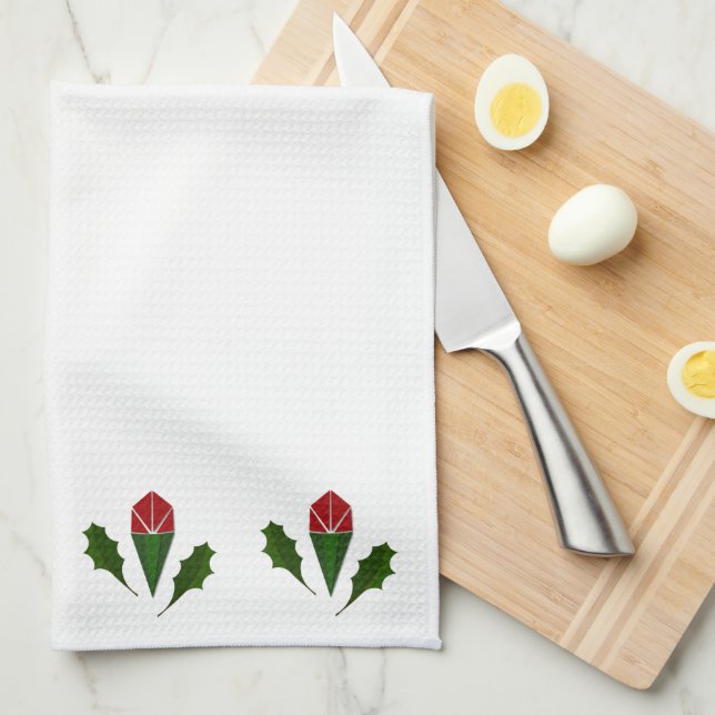 Roses rojas y toalla holly verde vibrante y elegan (Doblado Cuarto)