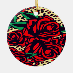 Roses Rojos Animales Imprimir Safari Ornamento Cer