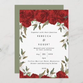roses rojos bots moderna invitación a la boda