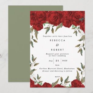 roses rojos bots moderna invitación a la boda