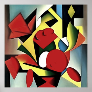 Roses Rojos En Un Resumen De Arte Geométrico De La