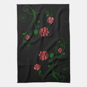 Roses Rojos Flores Toalla de Cocina