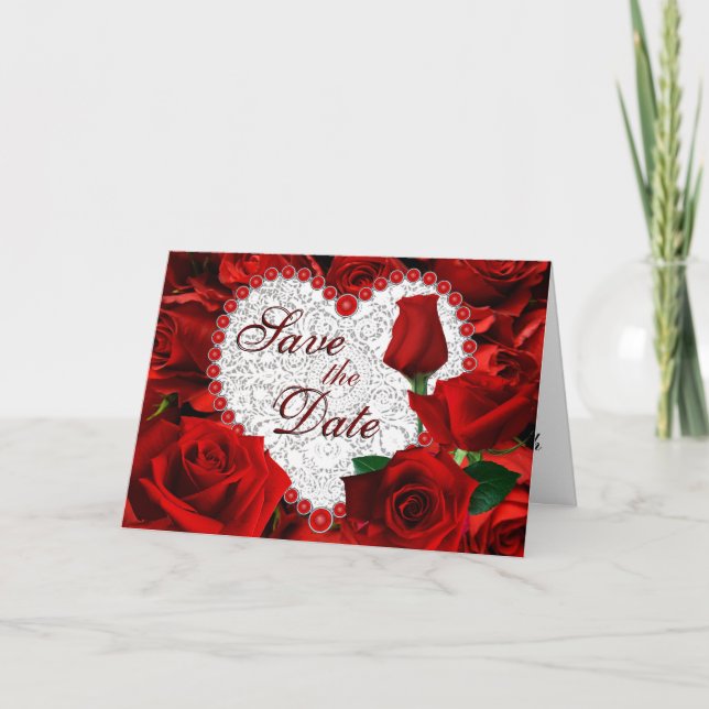 Roses rojos Guardar la tarjeta de fecha (Anverso)