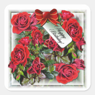 Roses rojos ~ Pegatina cuadrado # £