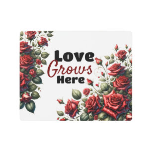 Roses rojos románticos arte mural Metalizado