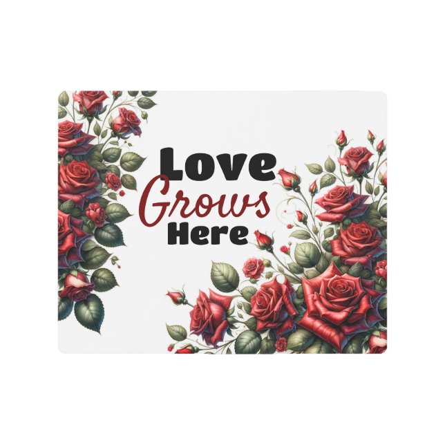 Roses rojos románticos arte mural Metalizado (Anverso)