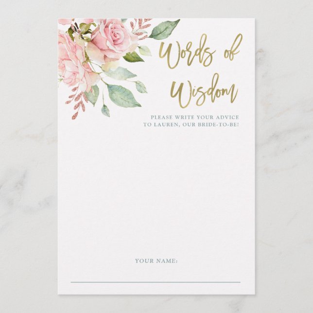 Roses rosados de bonito | Tarjeta de asesoramiento (Anverso)