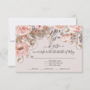Roses rosados florales Respuesta RSVP del Tono de 