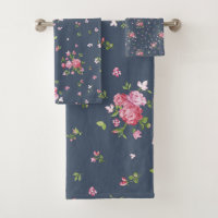 Roses rosados vintage Patrón floral Marina Azul