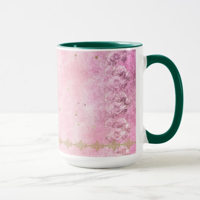 Roses rosas rosas Damask Grunge - Mug, Copa (Derecha)