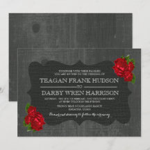 Roses Roses Roses Burlap Wood Invitaciones a la Bo