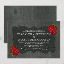 Roses Roses Roses Burlap Wood Invitaciones a la Bo