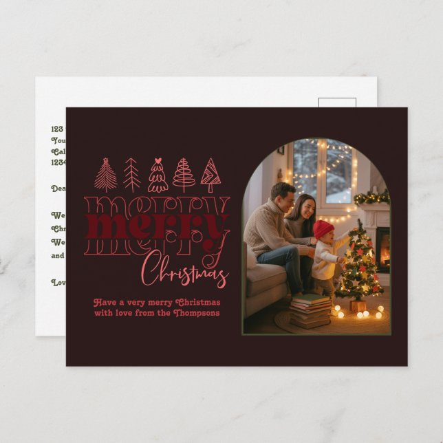 Rosewood Mahogany Cosy Arco Foto Feliz Navidad (Anverso / Reverso)