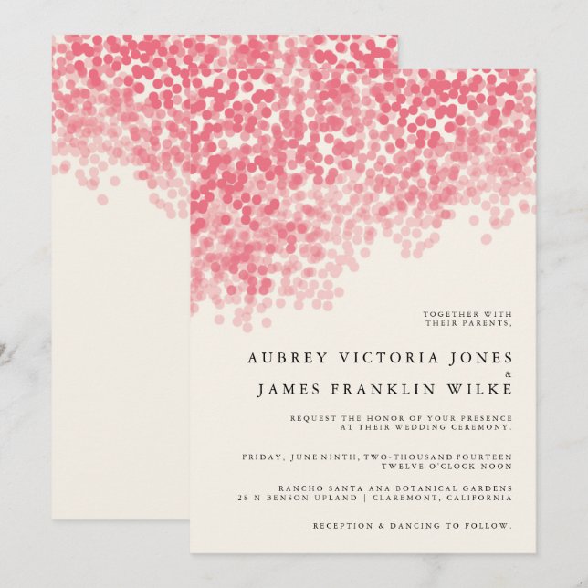 Rosey Light Shower | Invitaciones a bodas rusticas (Anverso / Reverso)