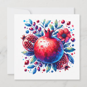 Rosh Hashana Color del agua Pomegranato