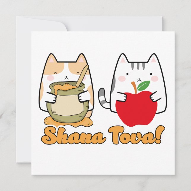 Rosh Hashanah kawaii Gatos - Año nuevo judío (Anverso)