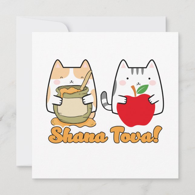 Rosh Hashanah kawaii Gatos - Año nuevo judío (Anverso)
