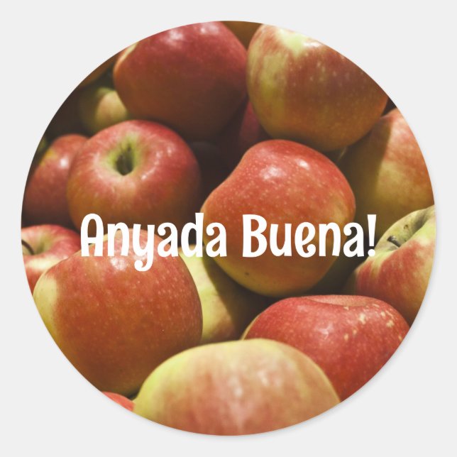 Rosh Hashanah Pegatinas de Apple con saludo de Lad (Anverso)