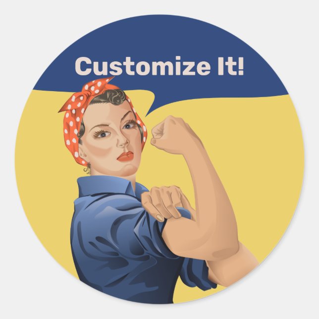 Rosie the Riveter Classic Round Pegatina (Anverso)