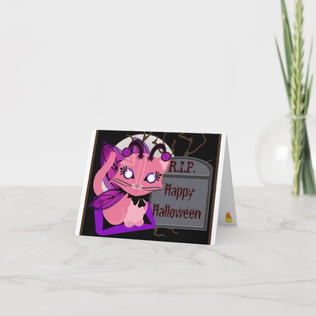 Rosie Toon Kitty Fairy Kitten con tarjeta de tumba (Anverso)