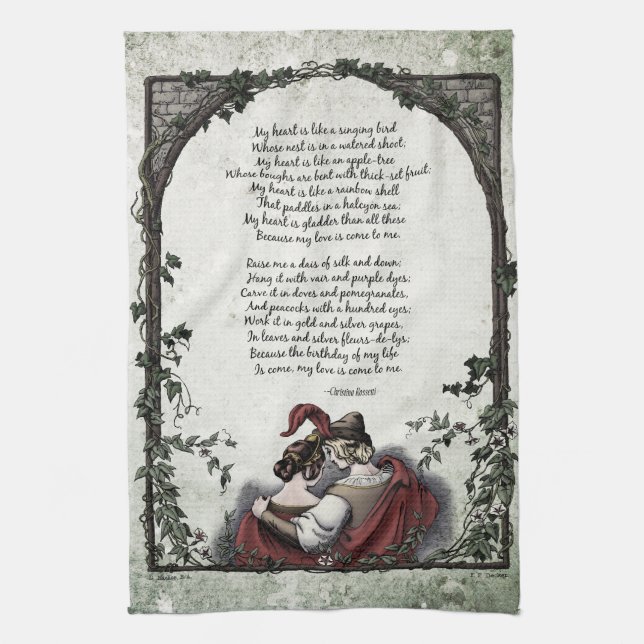 Rossetti "Love" Victoria Poetry Art Tea Toalla (Vertical)