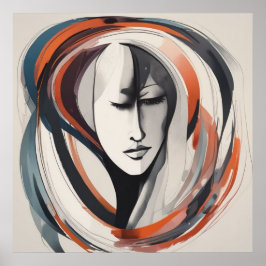 Rostro de mujer elegante Arte abstracto marrón azu