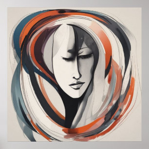 Rostro de mujer elegante Arte abstracto marrón azu