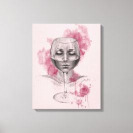 Rostro de mujer en copa de vino arte de dibujo sur