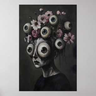 Rostro de mujer macabro ojo impresión de Halloween
