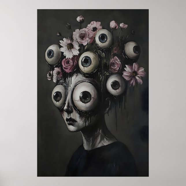 Rostro de mujer macabro ojo impresión de Halloween (Frente)