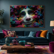 Rostro Surrealista 36x24 Arte de Pared Acrílico