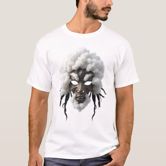 Rostro tribal en nubes - inspiradora camiseta de a (Anverso)