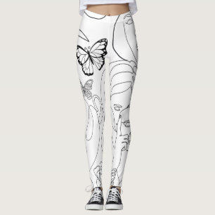 Rostros de dibujo de línea de mujeres Leggings