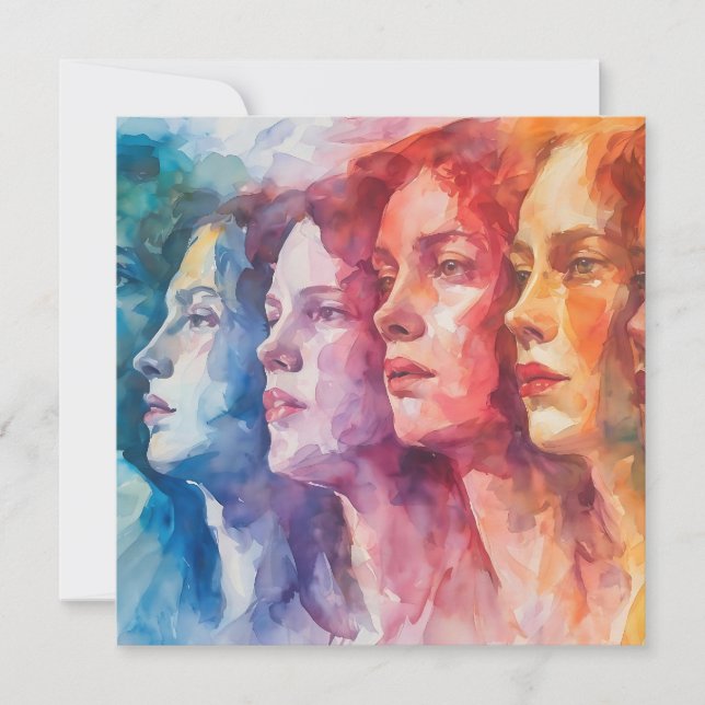 Rostros de las mujeres - Pintura de acuarela (Anverso)