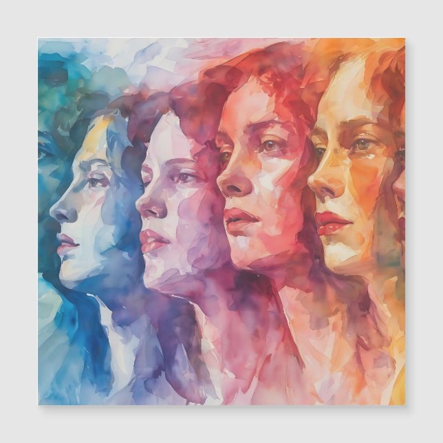 Rostros de las mujeres - Pintura de acuarela (Anverso)