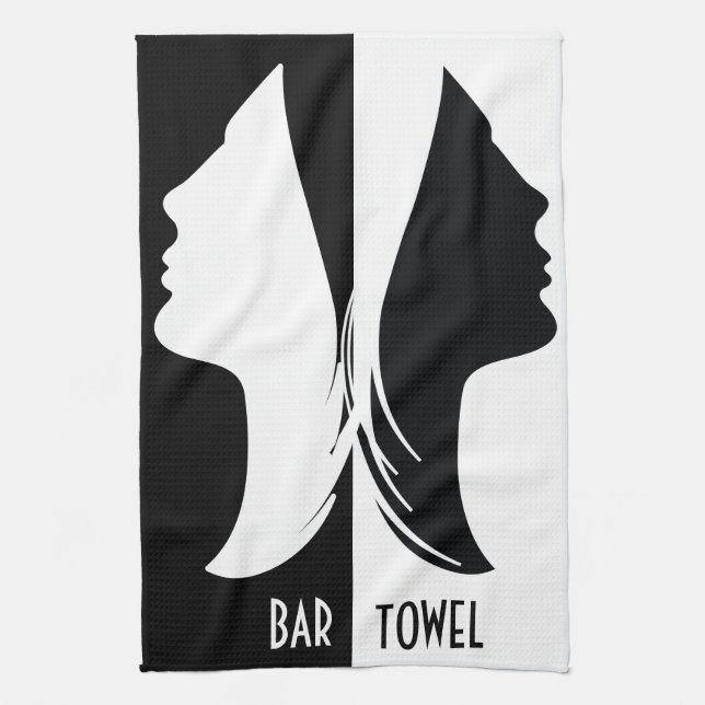 Rostros de toallas de barra blanca y negra (Vertical)