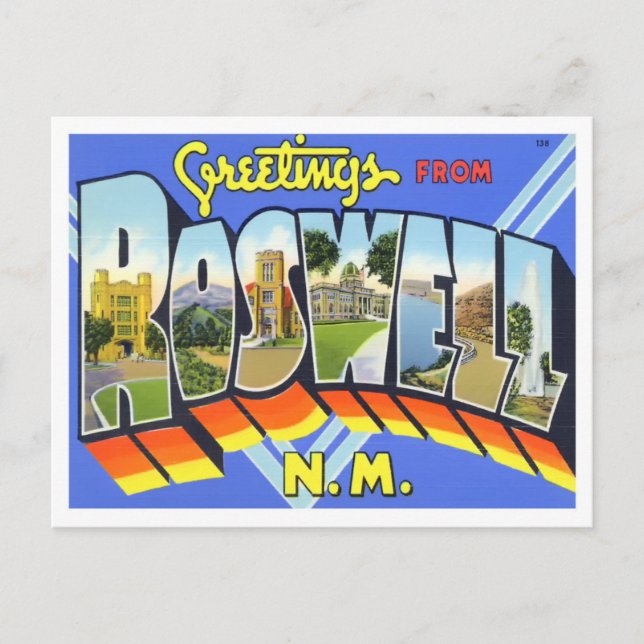 Roswell, postal de las grandes letras de Nueva Méx (Anverso)