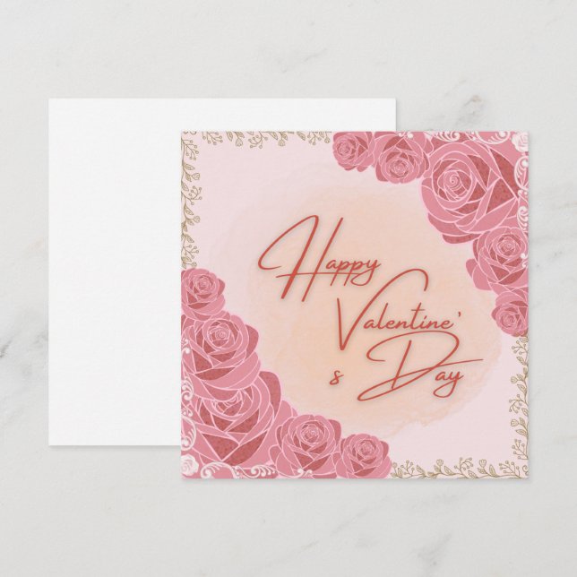 Rosy pattern Valentine's card (Anverso / Reverso)