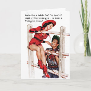 Rota en la tarjeta de felicitación Cowgirl de los