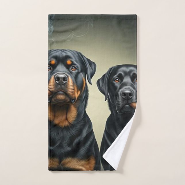 Rottie y su bebé (Toalla de mano)