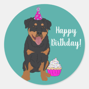 Rottweiler Birthday Classic Round Pegatina